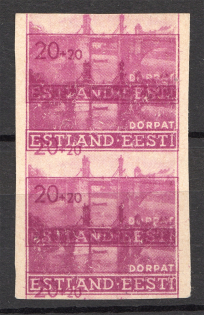 1941 Germany Occupation of Estonia Pair Probe (Double Printing, Signed, MNH)