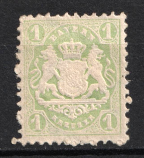 1870 1kr Bavaria, German States, Germany (Mi. 22 Y b, CV $50)