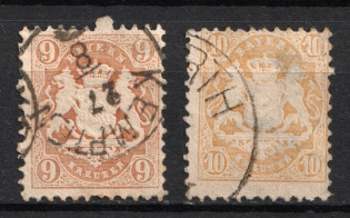 1873 Bavaria, German States, Germany (Mi. 28 Y - 29 Y, Signed, Canceled, CV $30)