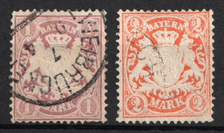 1879 Bavaria, German States, Germany (Mi. 43 - 44, Canceled, CV $160)