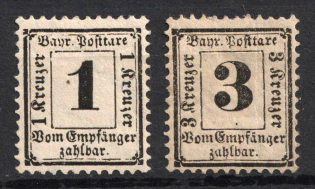 1870-71 Bavaria, German States, Germany, Official Stamps (Mi. 2 x - 3x, CV $50)