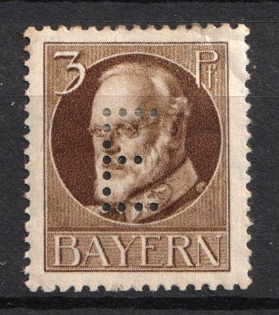1914-15 3pf Bavaria, German States, Germany, Official Stamps (Mi. 12, CV $40)