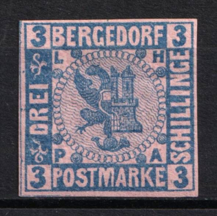 1861 3s Bergedorf, German States, Germany (Mi. 4, Signed, CV $40)