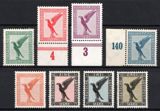 1926-27 Weimar Republic, Germany, Airmail (Mi. 378 - 384, Full Set, Margins, Plate Numbers, CV $820)