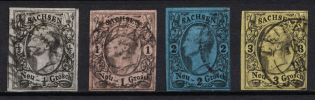 1855-63 Saxony, German States, Germany (Mi. 8 - 11, Full Set, Canceled, CV $80)
