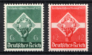 1935 Third Reich, Germany (Mi. 571 x - 572 x, Full Set, CV $30, MNH)