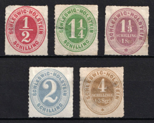 1865 Schlezwig, German States, Germany (Mi. 8 - 12, CV $120)