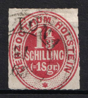 1865 1 1/3s Schlezwig, German States, Germany (Mi. 23, Signed, Canceled, CV $70)