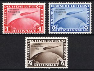 1933 Third Reich, Germany, Airmail (Mi. 496 - 498, Full Set, CV $1,600)