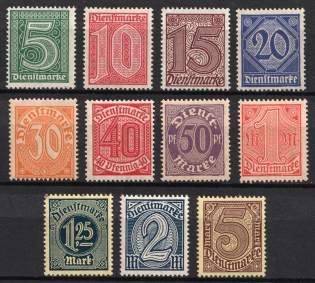 1920 Weimar Republic, Germany, Official Stamps (Mi. 23 - 33, Full Set, CV $60, MNH)