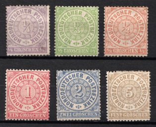1869 North German, German States, Germany (Mi. 13 - 18, CV $70)
