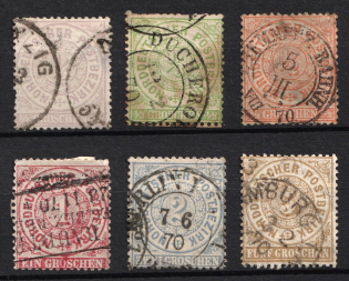 1869 North German, German States, Germany (Mi. 13 - 18, Canceled, CV $50)