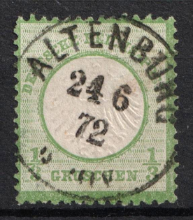 1872 1/3gr German Empire, Small Breast Plate, Germany (Mi. 2, Canceled, CV $70)