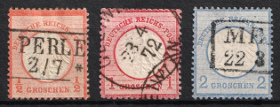 1872 German Empire, Small Breast Plates, Germany (Mi. 3 - 5, Canceled, CV $110)