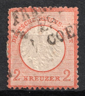 1872 2kr German Empire, Small Breast Plate, Germany (Mi. 8, Canceled, CV $520)