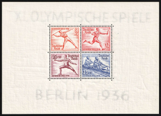 1936 Third Reich, Germany, Souvenir Sheet (Mi. Bl. 6, CV $70)