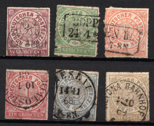 1868 North German, German States, Germany (Mi. 1 - 6, Canceled, CV $60)