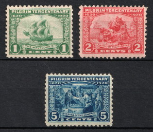 1920 Pilgrim Tercentenary Issue, United States, USA (Scott 548 - 550, Full Set, CV $80)