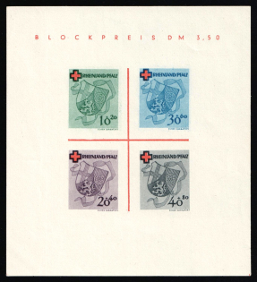 1949 Rhineland-Palatinate, French Zone of Occupation, Germany, Souvenir Sheet (Mi. Bl. 1 I, CV $160)