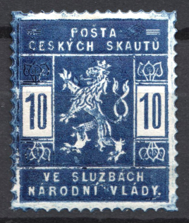 1918 Czech Scout Post Civil War in Services of National Government `10` (Overinked Blue)