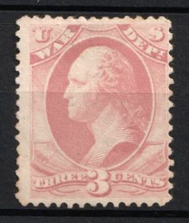 1873 3c Washington, Official Mail Stamps 'War', United States, USA (Scott O85, Rose, CV $135)