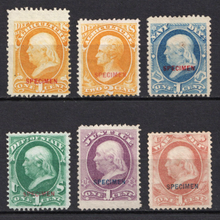 1875 Special Printing 'Specimen' on Official Mail Stamps, United States, USA, Small Stock