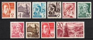 1948-49 Baden, French Zone of Occupation, Germany (Mi. 28 - 37, Full Set, CV $260, MNH)
