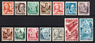 1948 Wurttemberg-Hohenzollen, French Zone of Occupation, Germany (Mi. 14 - 27, Full Set, CV $50, MNH)