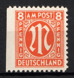 1945-46 8pf British and American Zones of Occupation, Germany (Mi. 21 var, Left Side Imperforated, MNH)