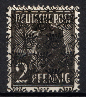 1948 2pf British and American Zones of Occupation, Germany (Mi. 36 II K, INVERTED Overprint, Signed)