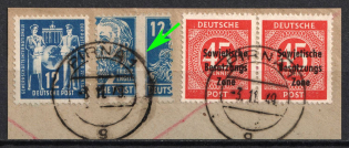 1948-49 Soviet Russian Zone of Occupation, Germany (Mi. 209, 216, 243 (DDR) var, SHIFTED Perforation, Used)
