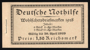 1928 Complete Booklet with stamps of Weimar Republic, Germany, Excellent Condition (Mi. MH 27.1, CV $800)