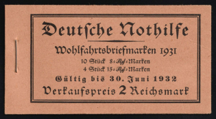 1931 Complete Booklet with stamps of Weimar Republic, Germany, Excellent Condition (Mi. MH 30.1, CV $600)