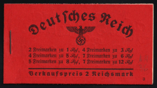 1936-37 Complete Booklet with stamps of Third Reich, Germany, Excellent Condition (Mi. MH 36.2, CV $600)
