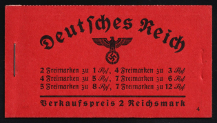 1936-37 Complete Booklet with stamps of Third Reich, Germany, Excellent Condition (Mi. MH 36.3, CV $520)