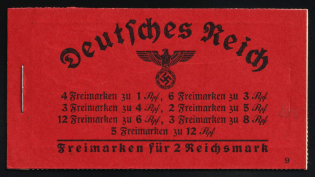 1939 Complete Booklet with stamps of Third Reich, Germany, Excellent Condition (Mi. MH 38.1, CV $330)