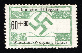 1944 60+90pf Volodymyr-Volynskyi, German Occupation of Ukraine, Germany (Mi. 28, Signed, CV $260)