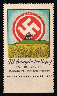 1940 Denmark, Danish Legion, NSAP, Swastika, Third Reich Propaganda (Margin, Rare, MNH)