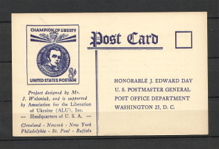 1962 USA Taras Shevchenko `Champion of Liberty` Postcard Card