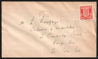 19_ (8 Sep) Guernsey, German Occupation, Germany, Cover from and to Guernsey franked with 1P (Mi. 2, CV $40)