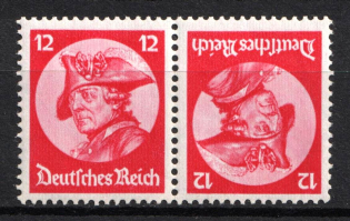 1933 12pf Third Reich, Germany, Tete-beche, Se-tenant, Zusammendrucke (Mi. K 18, CV $40, MNH)