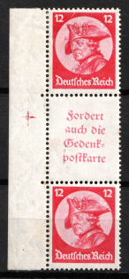 1933 12pf Third Reich, Germany, Se-tenant, Zusammendrucke (Mi. S 105, CV $80)