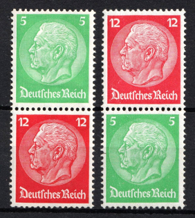 1933 Third Reich, Germany, Se-tenants, Zusammendrucke, Pairs (Mi. S 106, S 108, CV $60)