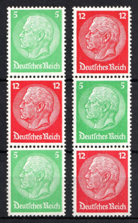 1933 Third Reich, Germany, Se-tenants, Zusammendrucke (Mi. S 107, S 109, CV $140, MNH)