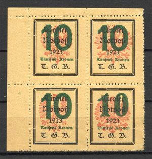 1921 Tyrol Austria Local Post Block (Different Size of Value and Eagle, MNH)