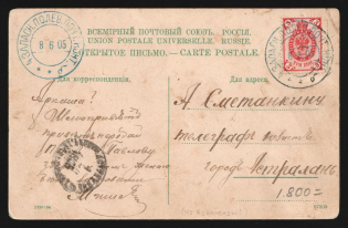 1906 Russo-Japanese War Civilian mail through military postal service pmk 4th Reserve Field Post Office /b postcard PPC (Japan Nagasaki) to Astrakhan Russia