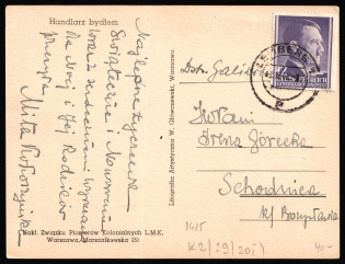 1942 (Dec) General Government, Germany, Postcard from Lviv to Skhidnytsia franked with 12gr (Mi. 101, CV $30)
