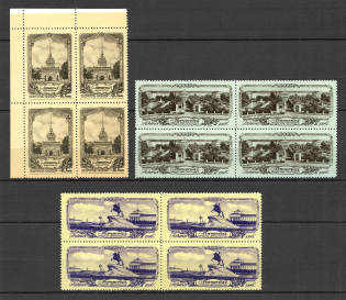 1953 Views of Leningrad Blocks of Four (MNH)