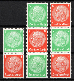 1934 Third Reich, Germany, Se-tenants, Zusammendrucke (Mi. S 119, S 120, S 122, CV $40)