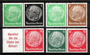 1934 Third Reich, Germany, Se-tenants, Zusammendrucke, Pairs (Mi. W 59 - W 62, CV $90)